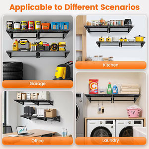 JH-Mech Lot de 4 <span class=keywords><strong>étagère</strong></span>s de rangement pour garage <span class=keywords><strong>à</strong></span> usage intensif de 2x2 pieds, <span class=keywords><strong>étagère</strong></span>s en métal de 24x24 pouces, <span class=keywords><strong>étagère</strong></span>s de rangement murales noires pour garage - Product Image 4