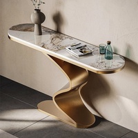 Console d'entrée moderne en acier inoxydable, style luxe léger, plateau en ardoise, pour villa, hôtel, couloir, entrée, décoration