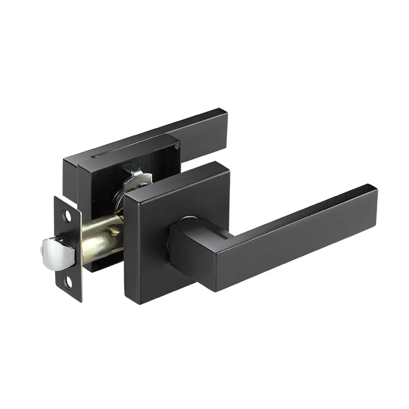 Matt black ORB square zinc alloy passage door lever tubular door handles guangdong hyh hardware door lock for school office