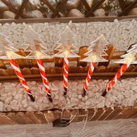 Solarbetriebene IP65 Warmweiße Weihnachtsbaum-Stern-Schneeflocken-Lichter für Außenbereich, Rasen und Garten, LED-Lichterkette 47cm