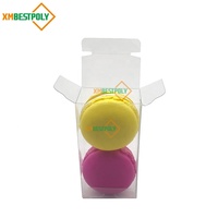 Vente en gros Boîte pliable en plastique PET transparent pour dessert macaron biscuit personnalisée Emballage de 2 boîtes transparentes pour macarons