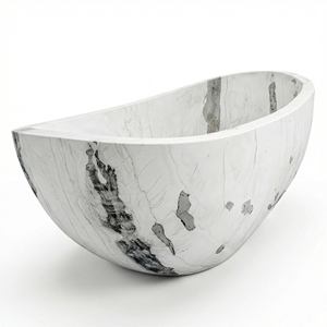 อ่างอาบน้ำรูปวงรีสุดหรูสั่งทำพิเศษ วัสดุไวโอลากัสสีขาว สำหรับแช่ตัวแบบลอยตัว เหมาะสำหรับห้องน้ำในบ้านหรือวิลล่า - Product Image 2