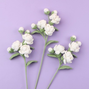 Ramo <span class=keywords><strong>de</strong></span> Flores Tejidas a Mano con Hilo, Jazmín Artificial, Arreglo Floral para Jarrón, Regalo para el Día <span class=keywords><strong>de</strong></span> San Valentín, Decoración del Hogar - Product Image 1