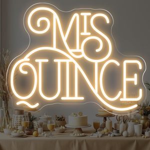 Letrero <span class=keywords><strong>de</strong></span> Neón Mis Quince, Luz LED Blanca Cálida para Fiesta <span class=keywords><strong>de</strong></span> Quinceañera, Decoración <span class=keywords><strong>de</strong></span> Cumpleaños, Letreros <span class=keywords><strong>de</strong></span> Neón Personalizados - Product Image 1