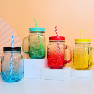 Tasse à Couvercle à Paille en Verre et Plastique au Design Minimaliste 480 ml, Compatible Lave-Vaisselle pour Jus de Fruits et Boissons Froides – Retour à l'École Unisexe - Product Image 2