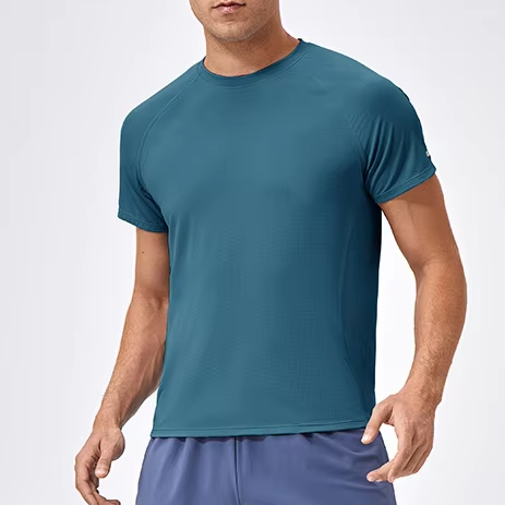 Custom Men's Solid Loose-Fit Sports Short-Sleeve Cool-Sensing Breathable Fitness Outdoor Quick-Drying Running Yoga Top