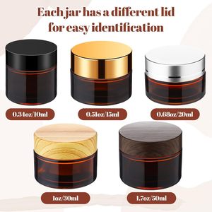 Pots en plastique écologiques 150g 250g 500g avec couvercle en bambou à vis, 8oz, ambrés dépolis, pour cosmétiques, beurre corporel, crème pour les yeux, lotion - Product Image 2