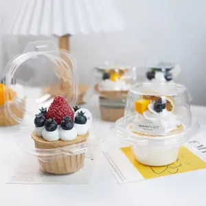 Kostenlose Probe Großhandel Verpackung durchsichtigen Kunststoff Einzel/Einzel Cupcake/Muffin/Tiramisu Behälter/Box für Bäckerei