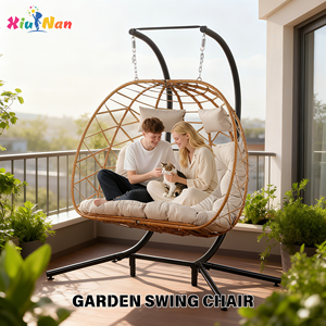 XOT056, современный, оптовая продажа, кресло-качели для яиц, подвесное гамак, уличная металлическая мебель, сиденье для 2 человек для дома, патио, сада - Product Image 2