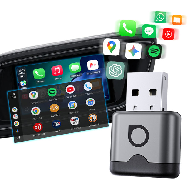 Ottocast Wireless CarPlay Android Auto Adapter Mini Size Wired 2-in-1 Dongle Fast Connection 1 Year Warranty Allwinner V821 64MB