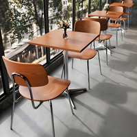Ensemble de mobilier de restaurant moderne en cuir et bois, style McDonald's, avec banquette, table et chaises, écologique et durable