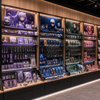 Vitrine de présentation TCG professionnelle robuste marron avec éclairage LED et logo personnalisé pour cartes de sport gradées