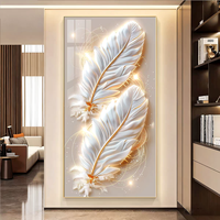 Bandes lumineuses LED à motifs plumeux de haute qualité en gros, tableaux décoratifs muraux en céramique et cristal de diamant