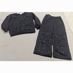 Conjunto de Dos Piezas de <span class=keywords><strong>Sudadera</strong></span> y Pantalones Negros para Niños, Estilo Exportación, Otoño Invierno, Ropa para Niñas de 4 a 7 Años - Product Image 2