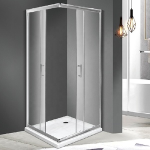 Cabina <span class=keywords><strong>de</strong></span> ducha <span class=keywords><strong>con</strong></span> marco cuadrado <span class=keywords><strong>de</strong></span> vidrio templado, puertas dobles deslizantes <span class=keywords><strong>de</strong></span> lujo, unidad <span class=keywords><strong>con</strong></span> hardware - Product Image 2