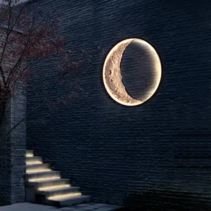 Wall Light Led Waterproof Ip65 Indoor And Outdoor Decoration Moon Shaped LED Aluminum Resin Patio Outdoor Wall Lamp