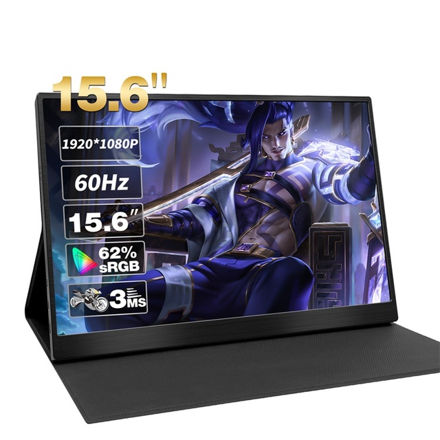15.6 Inch Portable Monitor FHD 1080p 60Hz VESA for Type-C Display IPS HDR 10 Built-in Speaker for Nintendo/Switch/TV-Box