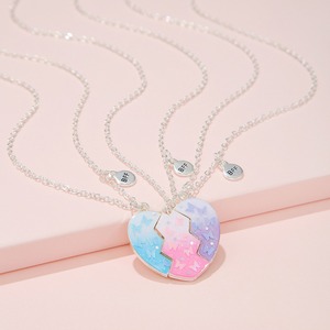 Venta caliente gradiente Color amor Patchwork collar magnético dulce BFF Color bloque buen amigo collar conjunto - Product Image 1