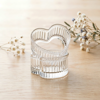 Plateau à collation en verre en forme de cœur créatif avec compartiments, pot de rangement alimentaire avec plateau en bois pour la décoration de la maison