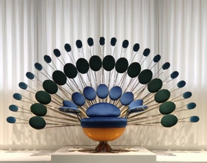 Tapicería de lujo Azul Moderno Diseño único Estilo europeo Forma de pavo real Animal Ocio Sofá <span class=keywords><strong>Silla</strong></span> Sala de estar Comedor - Product Image 3