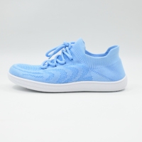 Baskets décontractées personnalisées en gros, motif maille bleu clair, à lacets, chaussures de marche, design personnalisé, baskets quotidiennes, faible MOQ