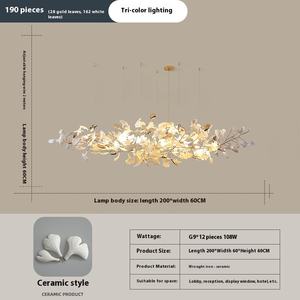 Luminaire suspendu moderne personnalisé en feuille de Ginkgo en or branche artistique design lustre de plafonnier de hall d'hôtel décoratif pour hall d'entrée - Product Image 6