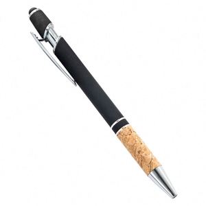High Quality 2-in-1 Aluminum Rod Ballpoint <b>Pen</b> Custom Logo Metal for Stylus with Cork Grip Spray Glue Press Office Tool and Gift - Product Image 4