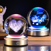 Cadeau chaud 3D sculpté boule de cristal lumineuse cadeau lampe de table décoration sept couleurs changement progressif veilleuse
