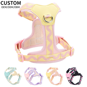 Custom Adjustable Nylon Dog <b>Harness</b> With Geometric Pattern Breathable Mesh For Small Dogs Lovely Style Reflective Decoration - Product Image 1