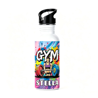 Bouteille d'eau en aluminium par sublimation en gros, 400ml, 500ml, 600ml, 750ml, avec couvercle à paille, bouteille de sport vierge pour impression de logo personnalisé