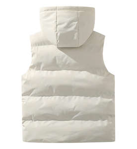 سترة منفوخة بغطاء رأس للجنسين، مسامية، مقاومة للرياح والماء، دافئة، بلون سادة، بسحاب، للتنقلات الشتوية والمشي في الهواء الطلق والاستخدام اليومي - Product Image 4