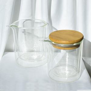 Bougeoirs en verre borosilicate à double paroi de 5oz 7oz avec logo de couleur personnalisé bocaux de massage personnalisés avec couvercle en <span class=keywords><strong>bambou</strong></span> à bec verseur - Product Image 6