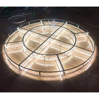 Plateforme en verre avec éclairage LED moderne pour mariage en plein air, fête et décoration de scène de piste de danse, emballage en boîte