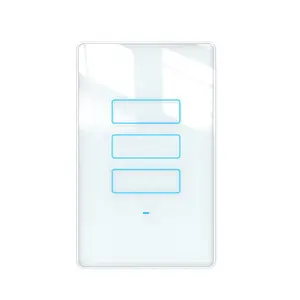Interruptor inteligente de parede 2.4ghz, interruptor de parede inteligente de vidro com painel de luz para casa, tela sensível ao toque, interruptor de luz 15a eua