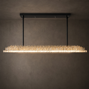 Lámpara colgante minimalista de cristal lineal con fuente de luz LED cálida para cocina moderna, mostrador de hotel. - Product Image 2