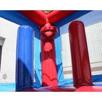 Château gonflable Fun Bounce rouge-bleu en PVC de 14 pieds, pour enfants, utilisation commerciale, installation facile, capacité maximale de 220 lb, pour jardin.