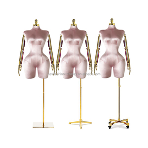 Mannequin de couture en fibre de verre rose, taille plus, corps demi-corps, avec <span class=keywords><strong>pose</strong></span> debout et bras flexibles - Product Image 1