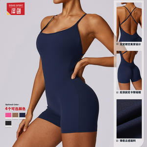 Zechuang บอดี้สูทกีฬาผู้หญิงคอลึกสีทึบแห้งเร็วชุดวิ่งโยคะฟิตเนส CLT8605 - Product Image 2