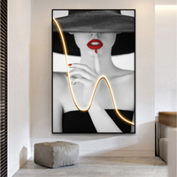 Image décorative lumineuse d'entrée, Art mural, lumière, Portrait, affiche pour femmes, toile 3D, peinture LED