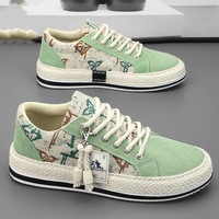 Chaussures plates décontractées tendance pour hommes, légères et respirantes, en toile et velours côtelé, style Peking ancien, avec une touche de printemps