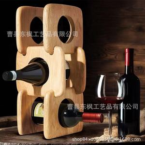 Three Tier Detachable Wooden Wine Rack Oak 3 Floors Storage Display <b>Tabletop</b> - Product Image 1