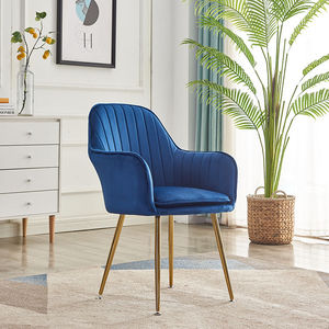Chaise de salle à manger en tissu velours, nouveau style luxueux et matelassé, avec pieds en métal - Product Image 6