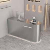 Comptoir de réception minimaliste moderne en acier inoxydable pour salon de beauté, restaurant, magasin de vêtements, petite boutique, personnalisation