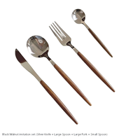 Couverts créatifs en acier inoxydable avec manche en bois, ensemble couteau à steak, fourchette et cuillère, style INS, pour dessert, gâteau, pain, couverts de style occidental