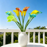 Fleur artificielle de lys calla en PU avec texture gaufrée, bord frisé, longue tige - Décoration intérieure, accessoire de photographie, best-seller transfrontalier