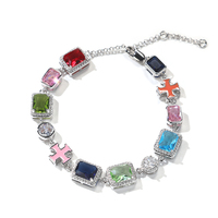Magnifique Collier en Émail avec Pierres Précieuses Mixtes, Croix et Design Tennis, Exquis Zircon Coloré Ajustable, pour Femmes et Hommes