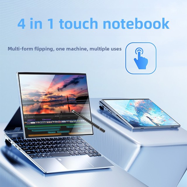 New Laptop 14-inch IPS HD Touch Screen Convertible Tablet Mode 180 Hinge Rotation 2MP HD Windows 11