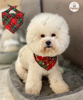 Écharpe de Noël personnalisée à carreaux pour chien Bandana Triangle pour animaux de compagnie Flocon de neige Imprimé Coton Respirant Harnais Nœud Papillon Bavoirs Ensemble