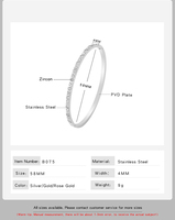Nouveautés Bijoux de mode Bracelet jonc en acier inoxydable entièrement orné de strass pour cadeau Accessoires pour femmes