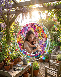 Attrape-soleil en verre teinté personnalisé avec photo et nom, décoration de fenêtre pour la fête des mères - Product Image 5